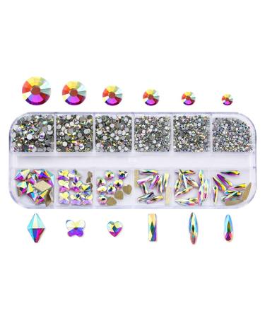12 Grids Glass Nail Art Decorations Multi-Shape Multi-Size Nails Ornaments Manicure Decor DIY Crafts Accessories Nail Art Decoration 3d