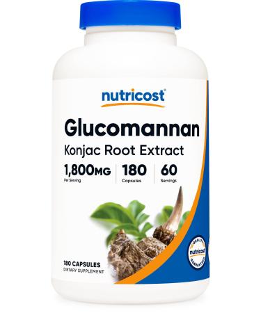 Nutricost Glucomannan 1,800mg Per Serving, 180 Capsules - Natural Fiber Source, Non-GMO, Gluten Free 180 Count (Pack of 1)