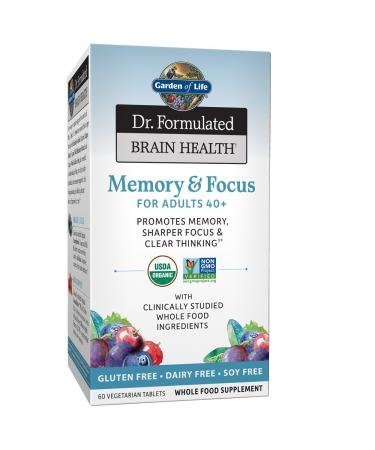 Garden of Life Dr. Formulated Brain Health Memory & Focus for Adults 40+ 60 Vegetarian Tablets
