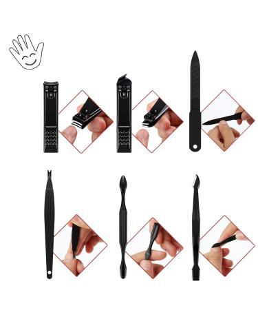 18pcs Manicure Set with Nail Clippers Pedicure Kit - Professional Nail Care Tools Gift in Black & Red - Buy Online on GoSupps.com