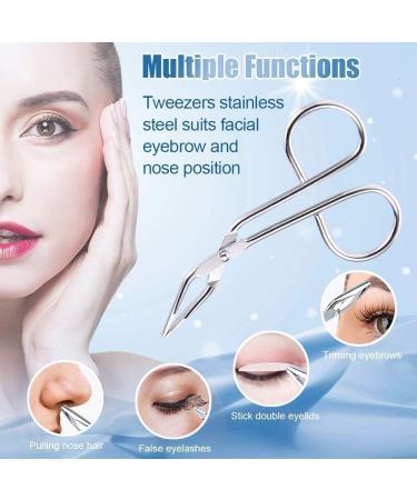 Satin Eyebrow Tweezers with Scissor Handle - Stainless Steel Tip for Beauty Care & Nose Hair Trimming - Buy Online on GoSupps.com