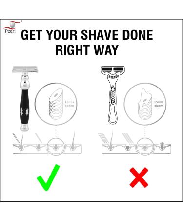 Pearl Shaving Double Edge Butterfly Safety Razor | Classic Traditional Razor with 5 Blades | P-81D Black Platinum 81D - Perfect for International Grooming - Buy Online on GoSupps.com