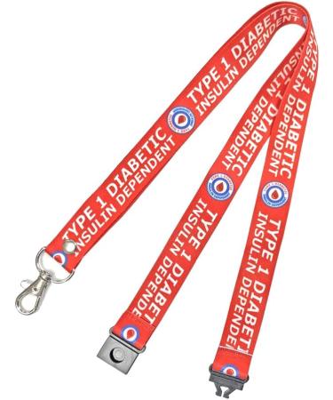 Type 1 Diabetic Printed Lanyard Key Tag Set - Red Diabetes Medical Alert for Insulin Dependency - Buy Online on GoSupps.com