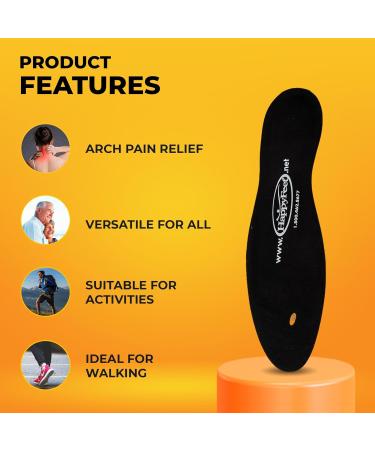 Happy Feet Orthotic Gel Inserts for Plantar Fasciitis - High Arch Support Shoe Insoles for Men & Women (Size M 7-8 / 8.5-10 - Buy Online on GoSupps.com