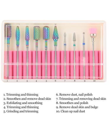 Professional Manicure Drill Set - Stainless Steel Nail Lathe with 10 Art Grinding Heads for Dead Skin & Polishing - Buy Online on GoSupps.com