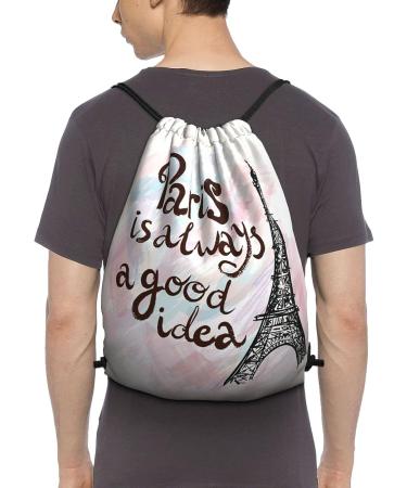 Nebont Eiffel Tower Paris Drawstring Backpack - Waterproof Lightweight Cinch Sack for Gym, Yoga, Sports - Ideal Gift for Women, Girls, Adults - Buy Online on GoSupps.com