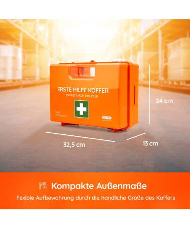 First Aid Suitcase DIN 13169:2021 | Complete Kit with Wall Bracket & Free Sticker | Ideal for Businesses Schools and Home Use - Buy Online on GoSupps.com