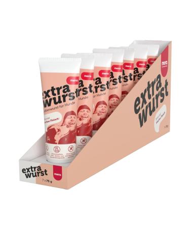 Mera extra -wurst grain -free dog liver sausage (7x75g) tube with lots of fresh meat and taste training geli for adult dogs and puppies without sugar and salt classical (7x75g)
