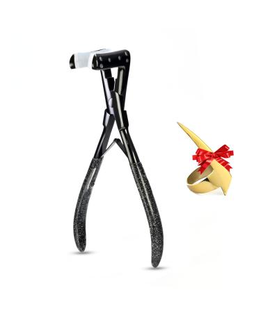 My Hair Tools Professional Tape in Hair Extensions Plier Stainless Steel Weft Extensions Tape Sealing Clamp Pliers Tool with Box Black human hair tape in extensions Styling Hair Tools  7 Inch Black Plier