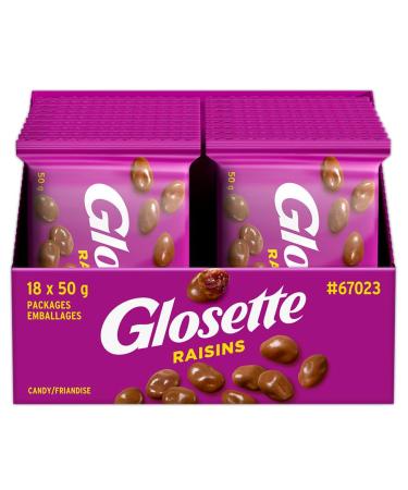 GLOSETTE Raisins Chocolate Covered Candy Holiday Candy Chocolate Candy for Sharing Perfect for Movies 50g (Box of 18) Raisin 1 Count (Pack of 18)