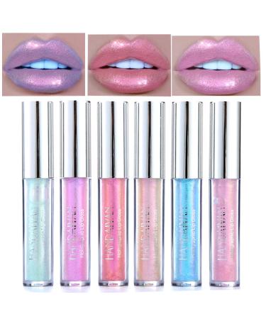 COOSA Glitter Liquid Lipsticks Set 6 color Diamond Shimmer Metallic Lipstick Waterproof Long Lasting Makeup Kit Face Eye Glow Shimmer Shinning Lip Gloss Set 1. 6 Colors Glitter Set 6 Count (Pack of 1)