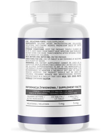 INSPORT Nutrition - Melatonin Forte - 5mg per tablet - 1000 Servings (200 Vegan tablets) - Heavily Dosed Sleeping Pill - Pure Composition - Buy Online on GoSupps.com