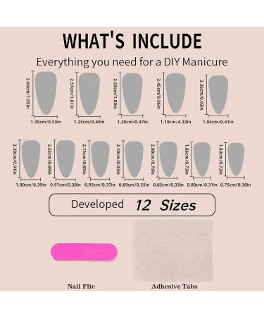 Medium Press on Nails Almond Shape False Nails Acrylic Stick on Nails - Full Cover Fake Nail Kit in 12 Sizes for Manicure Enthusiasts Home or Salon Use - Buy Online on GoSupps.com