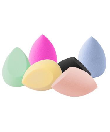 BEEBS 6 Pcs Premium Makeup Sponges - Assorted Shapes and Colours for Flawless Application Ultra Soft Vegan Hypoallergenic