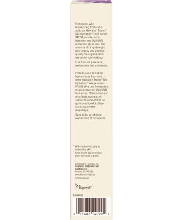 Hawaiian Tropic Silk Hydration Face Serum SPF 50 with Hyaluronic Acid - Buy Online on GoSupps.com