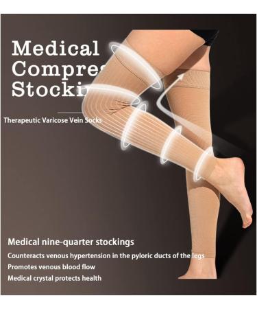 Large Long Nine-Quarter Varicose Vein Therapeutic Socks - Leg Protection Anti-Thrombotic Medical Support | Black, Size Large - Buy Online on GoSupps.com