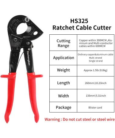 Cable Cutter HS325A - Heavy Duty Aluminum Copper Ratchet Cable Cutter | Up to 240mm Cutting Capacity - Ratcheting Wire & Cable Cutter (HS325A) - Buy Online on GoSupps.com