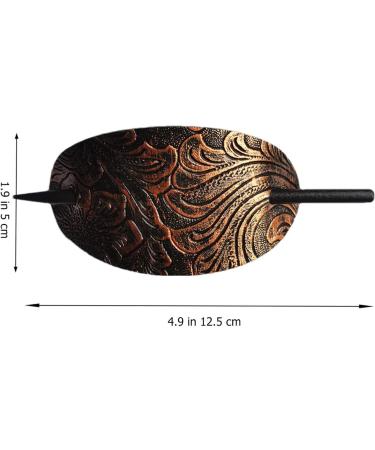 Leather Hair Barrettes Oval Shape Hair Clips With Stick Hair Slider Pin Ponytail Holder Hairpin Hair Accessories For Women And Girls Long Hair 12.5x5 Cm copper - Buy Online on GoSupps.com