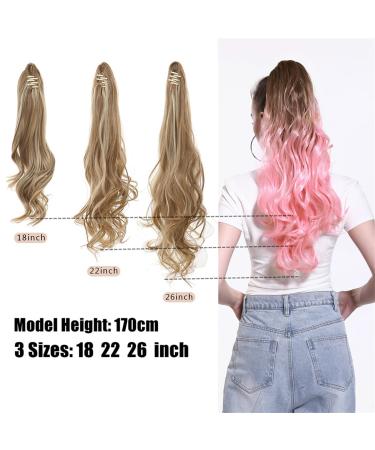 Buy Shadow Curly Ponytail Extensions - 18 Clip-In Afro Wavy Hair Piece in Synthetic Blonde Pink & Brown to Ash Blonde | International Shipping - Buy Online on GoSupps.com