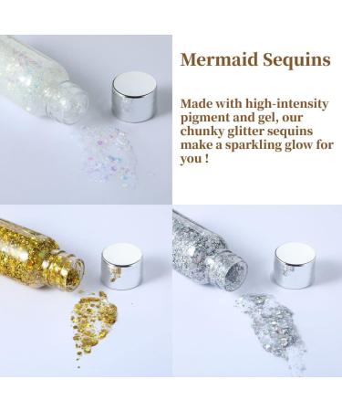 Body Sequin Glitter Gel - Holographic Chunky Glitter Liquid | 3 Bottle Set for Ultimate Shine | International Shipping Available - Buy Online on GoSupps.com