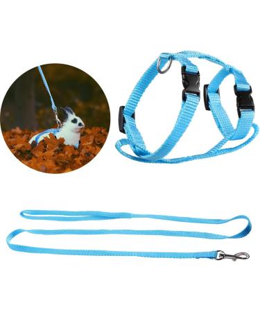 POPETPOP Rabbit Harness and Leash Adjustable Bunny Leash Pet Walking Running Leash for Bunny Cat Kitten Ferret and Other Small Animals - Blue - Buy Online on GoSupps.com