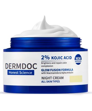 DermDoc Glow Fusion Night Cream with Niacinamide & Alpha Arbutin Nourishing Face Cream | Night Cream for Healthy-Looking Skin | 50 g