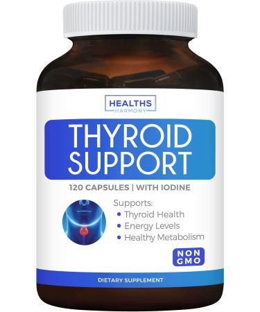 Healths Harmony Thyroid Support with Iodine Improve Your Energy & Increase Metabolism for Weight Los - 120 Capsules