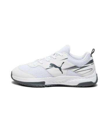 PUMA Unisex Kids Varion Ii Jr Indoor Court Shoe 35.5 EU Puma White Shadow Gray