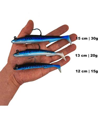 Njord Kalastus Rubber Fish with Jig Head | Selectable Sizes for Zander & Pikeperch - 12cm 15g 13cm 20g 15cm 30g | Predator Fishing Bait Set - 6 Pieces - Buy Online on GoSupps.com