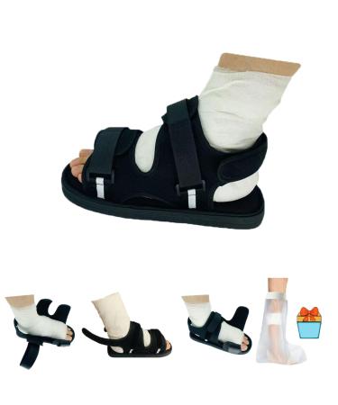 Medical open-toe plaster shoe postoperative recovery shoes plaster shoe covers medical boots suitable for foot sprains ankle fractures toes suitable for left and right feet(L) Large