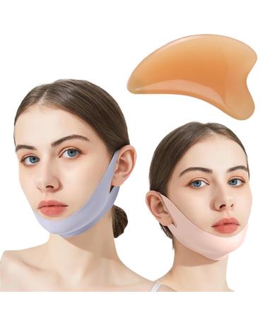 2 PCS R utilisable Masque En Forme De V et 1 Masseur Facial Double Menton Masques Faciaux En V Pour Les Femmes adapt e un usage quotidien