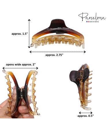 Parcelona French Slim Crystal Clear Tortoise Brown Celluloid Hair Claw Clip for Fine Hair - Women/Girls - Buy Online on GoSupps.com