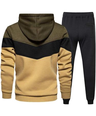 Tebreux Men's 2-Piece Athletic Tracksuit Set - X-Large Green | Hoodie Sports Sweatsuit for Jogging - Buy Online on GoSupps.com