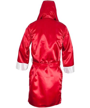Cleto Reyes Satin Boxing Robe with Hood - Medium (Red/White) - Buy Online on GoSupps.com