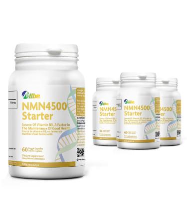 ALLBE NMN 4500 Starter Capsules 4 Packs of 60 Nicotinamide Mononucleotide 75 mg Servings NAD+ Booster Supplement for Cellular Energy Metabolism Immunity and Healthy Aging (1 Pack x 60 Capsules) 60 count (Pack of 4) Nmn 4500 (75mg)