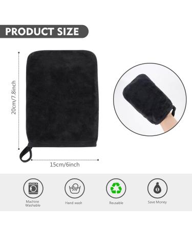 Kinhwa Washcloths & Microfiber Washing Gloves - Soft Reusable Terry Slimming Glove 15cm x 20cm 3-Piece Set - Black - Buy Online on GoSupps.com