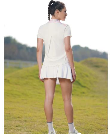 JACK SMITH Women's Golf Shirt - Color Block Snap Polo, White/Pink Print - Large - Buy Online on GoSupps.com