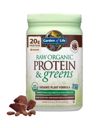Garden of Life RAW Protein & Greens Organic Plant Formula Chocolate Cacao 21.51 oz (610 g)