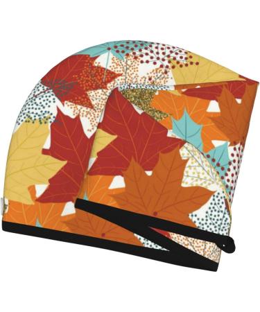 Hair Towel Wrap with Button - Quick Drying Turban for Effortless Hair Care | Fall Maple Leaves Design - Buy Online on GoSupps.com