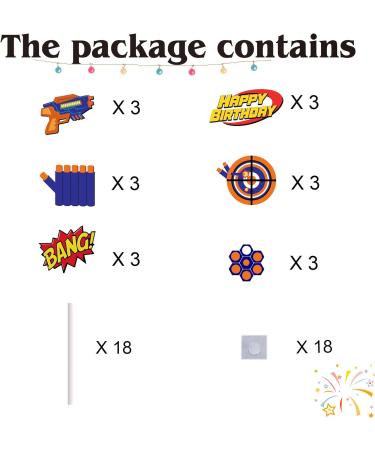 18pcs Rubber Gun Cupcake Toppers for Boys Girls Dart War Party Supplies Target Bullet Cake Decorations Target Gun Happy Birthday Cake Decor Gun Theme Party Supplies - Buy Online on GoSupps.com
