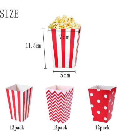 Ouoqi Popcorn Bags - 36 Striped Snack Boxes for Parties Birthdays & Weddings - Red Wave Pattern Candy Bar Bags - Buy Online on GoSupps.com