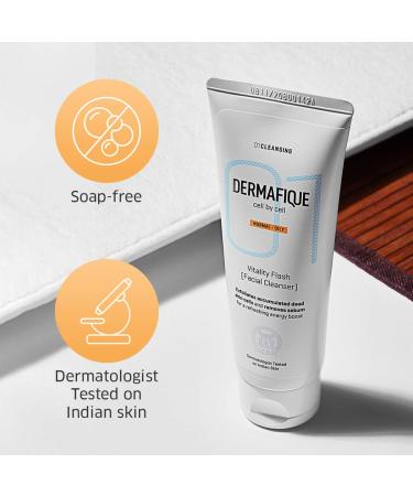 Derma.fique Facial Cleanser 100ml | Orange Zest Extract Oil Remover Micro Pearls Exfoliator | Soap-Free & Paraben-Free - Buy Online on GoSupps.com