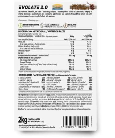  HSN HSN Evolate 2.0 Whey Protein Isolate | Chocolate Hazelnut Flavor 2 kg 67 servings per pack | Whey Protein Isolate CFM + Digestive Enzymes | Non-GMO Vegan Gluten-Free and Soy-Free - Buy Online on GoSupps.com