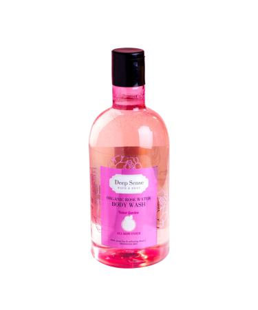 Deep Sense Organic Rose Water Shower Gel Body Wash For Women - A sensitive skin body wash with moisturizer 13.fl oz Travel Size Body wash Rose Scented Body Wash Organic Rose Water & Rose Oil