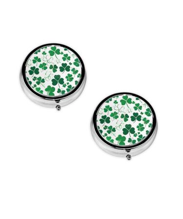 (Happy St Patrick'S Day) Round Pill Box 3 Compartment Pill Box Mini Decorative Pocket Purse Portable Travel Medicine Tablet Vitamin Holder Organizer Pill Case