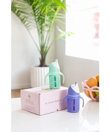 Glass Sippy Cup Set for Toddlers - 5oz - Spill-Proof Silicone Straw - Mint Green & Indigo Purple - BPA-Free - Buy Online on GoSupps.com