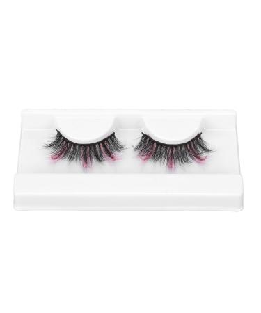 18mm Colored False Eyelashes Soft and Light Reusable Design Exquisite Appearance Suitable for Cosplay Costume Party Long Curly Pink Glitter Fake Eyelashes for Women (P7I01-3)