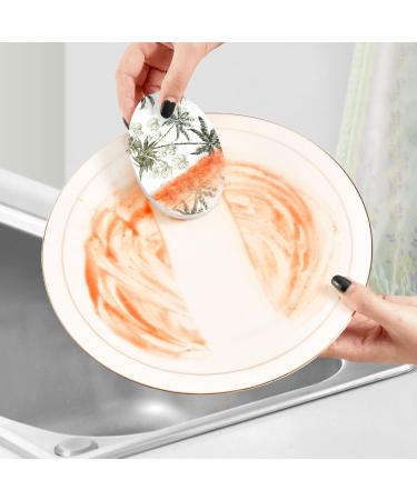 3-Pack Cleaning Kitchen Sponges Oval Tropical Vintage Palm Trees Kitchen Cellulose Dishwashing Wood Pulp Cotton - Buy Online on GoSupps.com