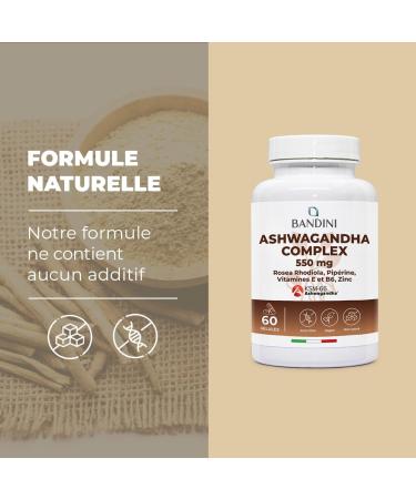  BANDINI Bandini Ashwagandha KSM-66 Complex with Rhodiola Rosea Zinc Vitamins E and B6 Withania Somnifera High Dosed 60 Vegan Capsules Natural Dietary Supplement No Additives - Buy Online on GoSupps.com