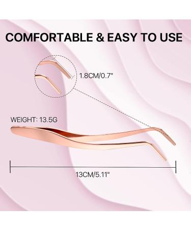 Miuffue False Eyelash Applicator - Stainless Steel Curved Tweezers for Strip Lashes | Rose Gold - Buy Online on GoSupps.com